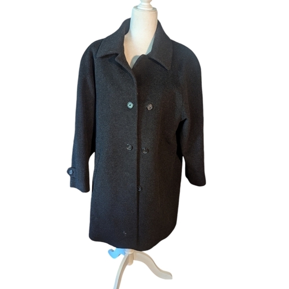 Larry Levine charcoal black button down full length warm dressy wool coat sz 10 - Picture 1 of 10